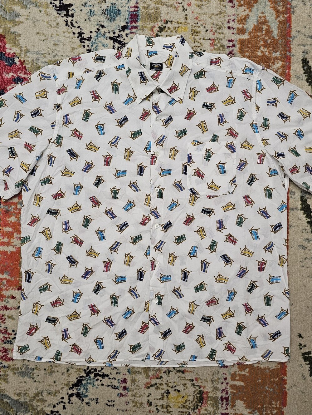 Maus & Hoffman Mens XL Shirt Solemare Beach Chairs Vacation Button Up Italy Made